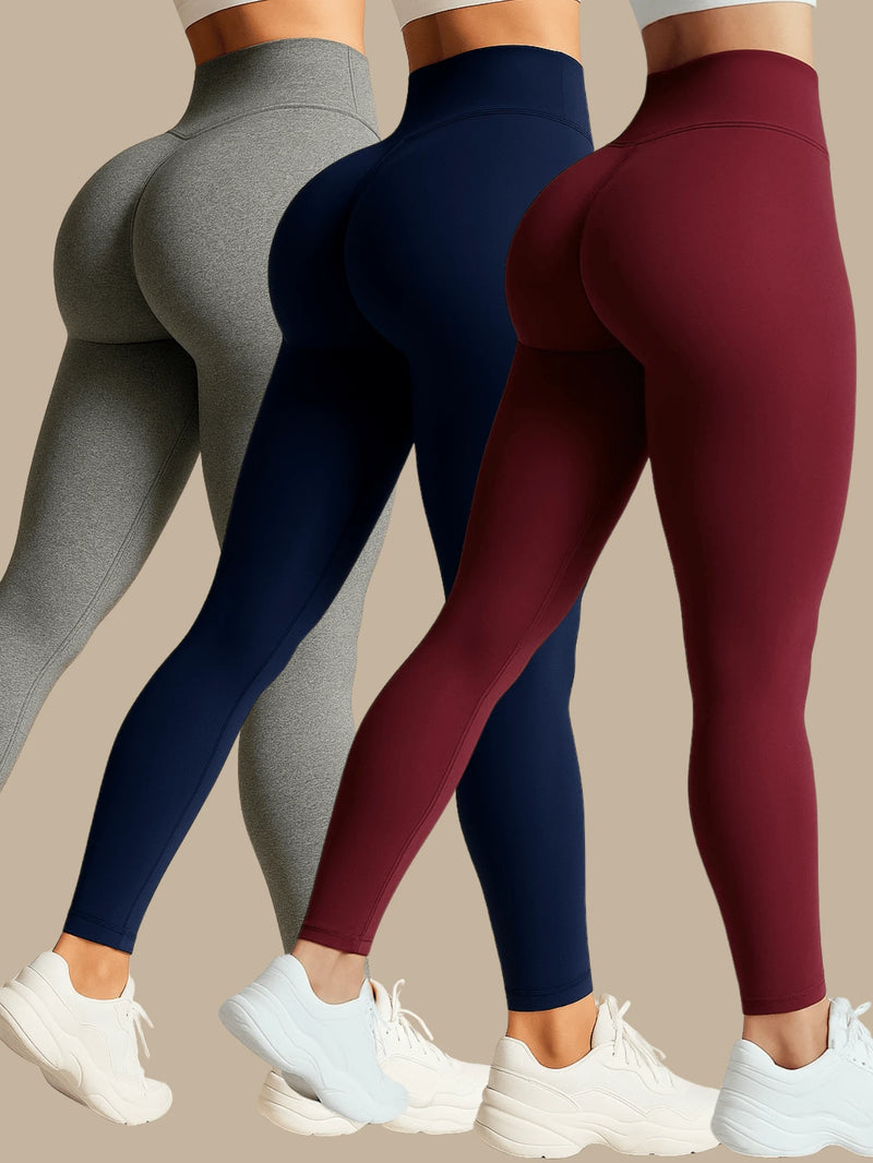 Kit 3 Calças Legging Cintura Alta Zero Transparência