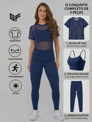 Kit Fitness 3 Peças de Roupa de Academia Feminino