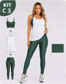 Kit 3 Peças Conjunto de Roupas Esportivas Fitnes