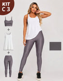 Kit 3 Peças Conjunto de Roupas Esportivas Fitnes