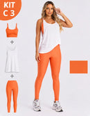 Kit 3 Peças Conjunto de Roupas Esportivas Fitnes