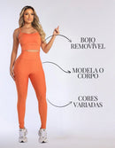 Kit 3 Peças Conjunto de Roupas Esportivas Fitnes 