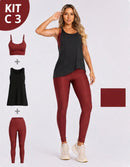 Kit 3 Peças Conjunto de Roupas Esportivas Fitnes