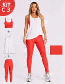Kit 3 Peças Conjunto de Roupas Esportivas Fitnes