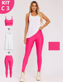 Kit 3 Peças Conjunto de Roupas Esportivas Fitnes
