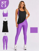Kit 3 Peças Conjunto de Roupas Esportivas Fitnes