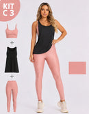 Kit 3 Peças Conjunto de Roupas Esportivas Fitnes