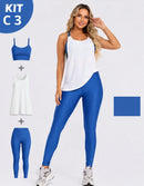 Kit 3 Peças Conjunto de Roupas Esportivas Fitnes 
