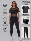 Kit Fitness 3 Peças de Roupa de Academia Feminino