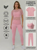 Kit Fitness 3 Peças de Roupa de Academia Feminino 