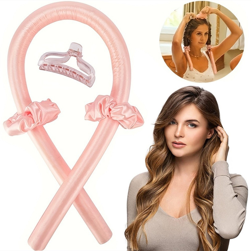 KIT MODELADOR DE CACHOS CETIM (Heatless Curls) + 2 Scrunchies+presilha