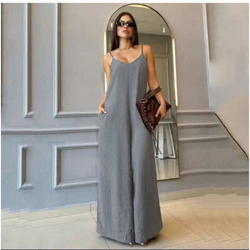Macacão Longo Pantalona com Bolso
