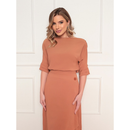 Conjunto Feminino Elegante em Tecido Duna com Saia Assimétrica e Blusa Sofisticada