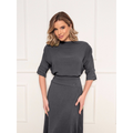 Conjunto Feminino Elegante em Tecido Duna com Saia Assimétrica e Blusa Sofisticada