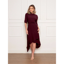 Conjunto Feminino Elegante Em Tecido Duna Com Blusa De Manga Dobrável E Saia Assimétrica Estilo Moderno Botão Decorativo