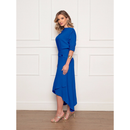Conjunto Feminino Elegante Em Tecido Duna Com Blusa De Manga Dobrável E Saia Assimétrica Estilo Moderno Botão Decorativo